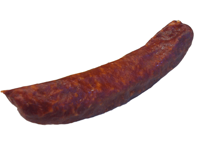 Die linke Hälfte einer Wurst